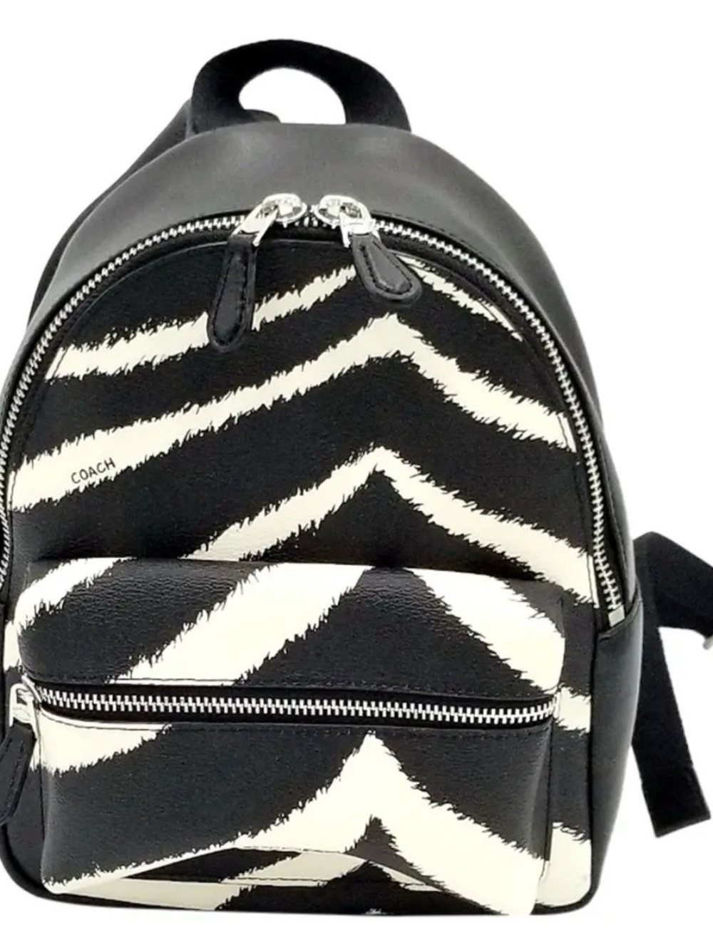 Coach Black & White Zebra-Print Mini Backpack